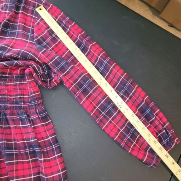 Lane Bryant Red Plaid Corset Tie Up Blouse 26 - Picture 11 of 12